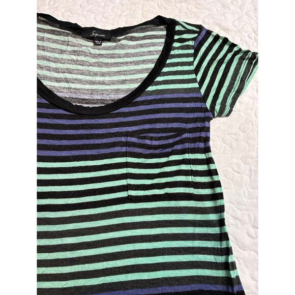 Soprano Green & Blue Striped Pocket y2k T-shirt size medium - Picture 2 of 6